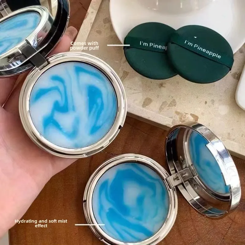 Blue Sky Oil Control Powder Cake with Powder Puff Long-lasting Makeup Oil Control Waterproof Wet and Dry Face pressed powder foundation setting powder face powder compact powder