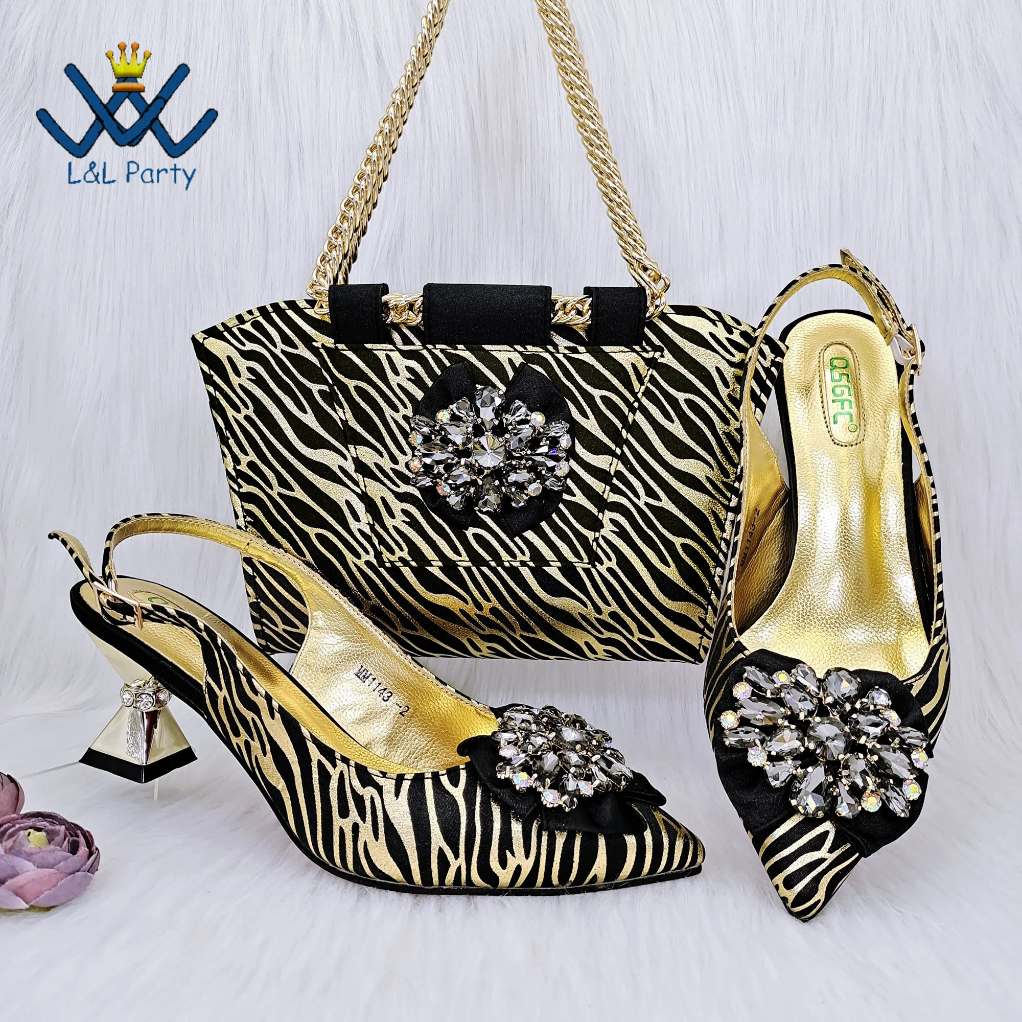 

Concise New Design African Italian Women Shoes and Bag Set in Black Color High Quality Pumps for Wedding Party