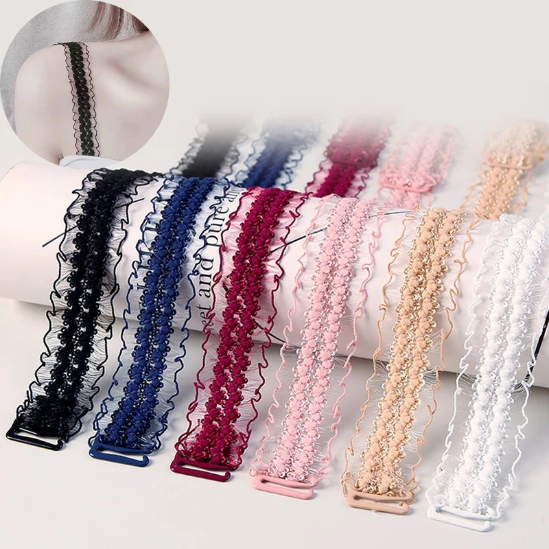 6 Pairs Per Pack 1 0cm Colorful Adjustable Elastic Bra Straps Clips Replacement Invisible Skin Friendly Shoulder