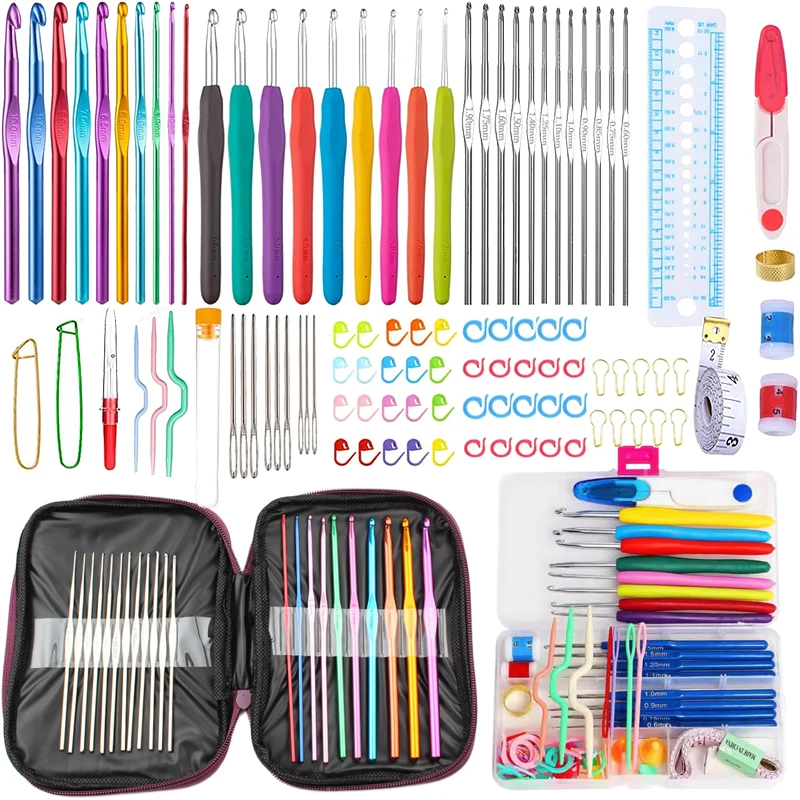 Crochet Hook Kit with Case Sewing and Weaving Tools Yarn Crochet Hook Household for Beginners & Experieced Crochet Lovers TMZ
