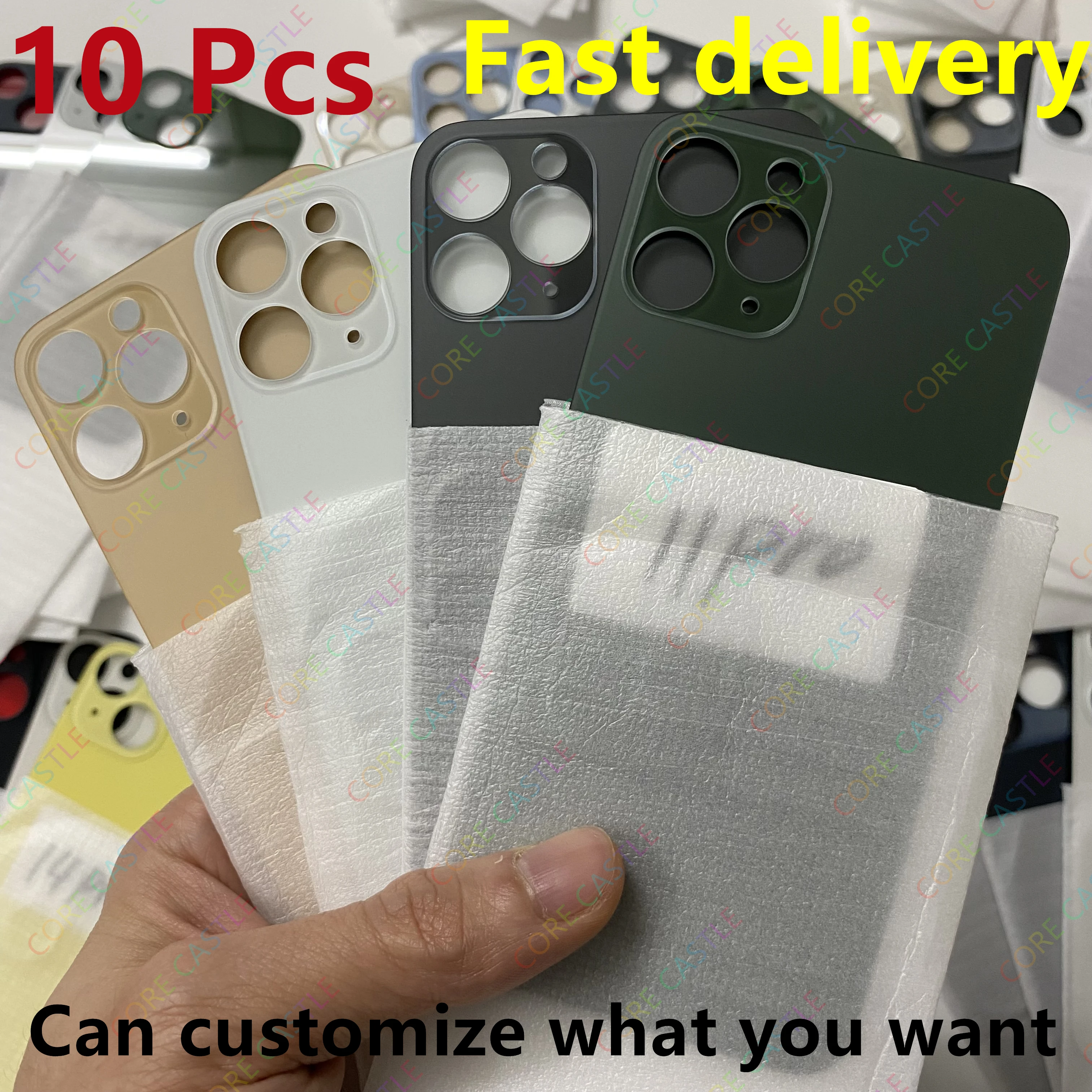 

10Pcs For iPhone 11 Pro Back Glass Panel Battery Cover Replacement Parts High quality Big Hole Camera Rear Door Housing Bezel