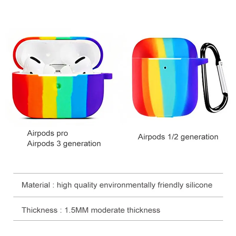 Rainbow Silicone Soft Covers For AirPods Pro Wireless Headphone Case For Apple AirPods 2 3 Bluetooth Headset Accessories