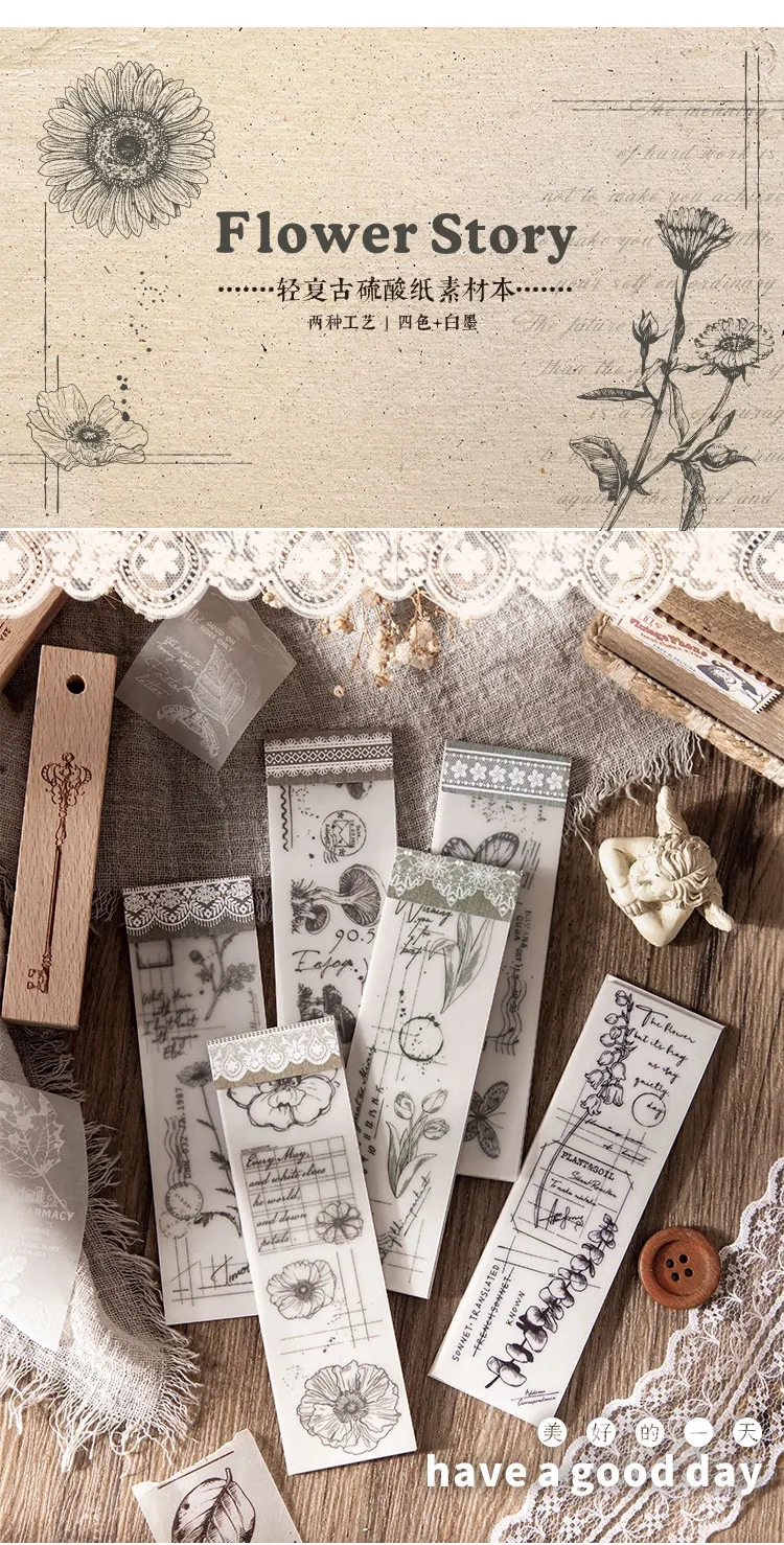 30 teile/paket Lackmus Papier Blumen Serie Material Papier für Junk Journal kreative Briefpapier DIY Retro Dekoration Papier – Detail 1