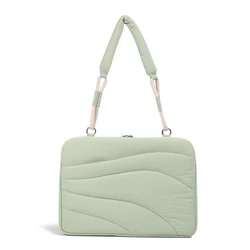 Luxury Laptop Shoulder Bag with Fluffy Padding - Soft and Stylish Computer Carrying Case - 13 - 14inch (MINT GREEN)