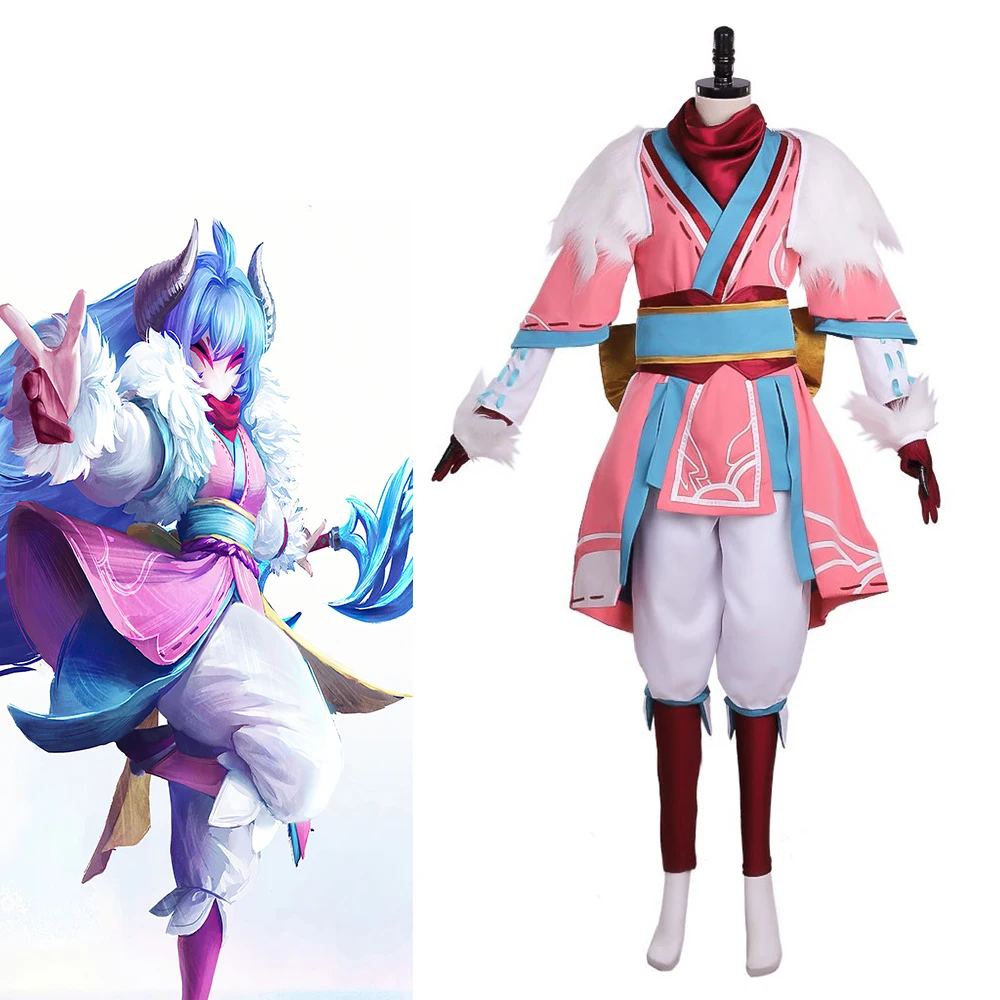 

Game LOL Kindred Cosplay Costume Adult Women Hunters Outfits Halloween Carnival Role Playing Female Custom Made