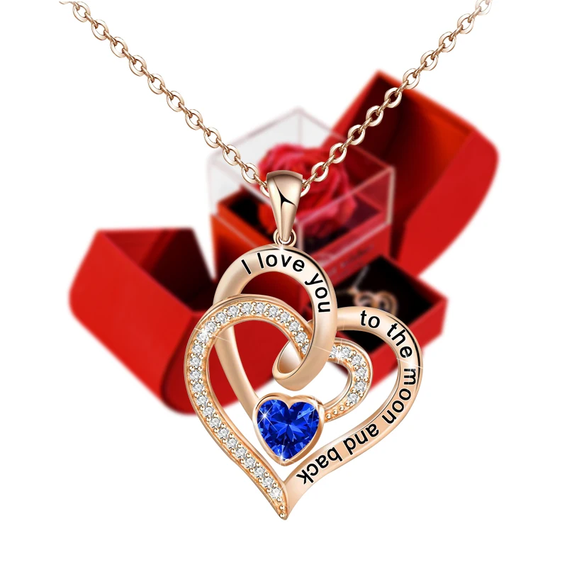 Valentinstag Schmuck Anhänger Halskette/w Seife für immer Rose Geschenk box Muttertag Halskette Schmuck Geschenke für Freundin Frauen