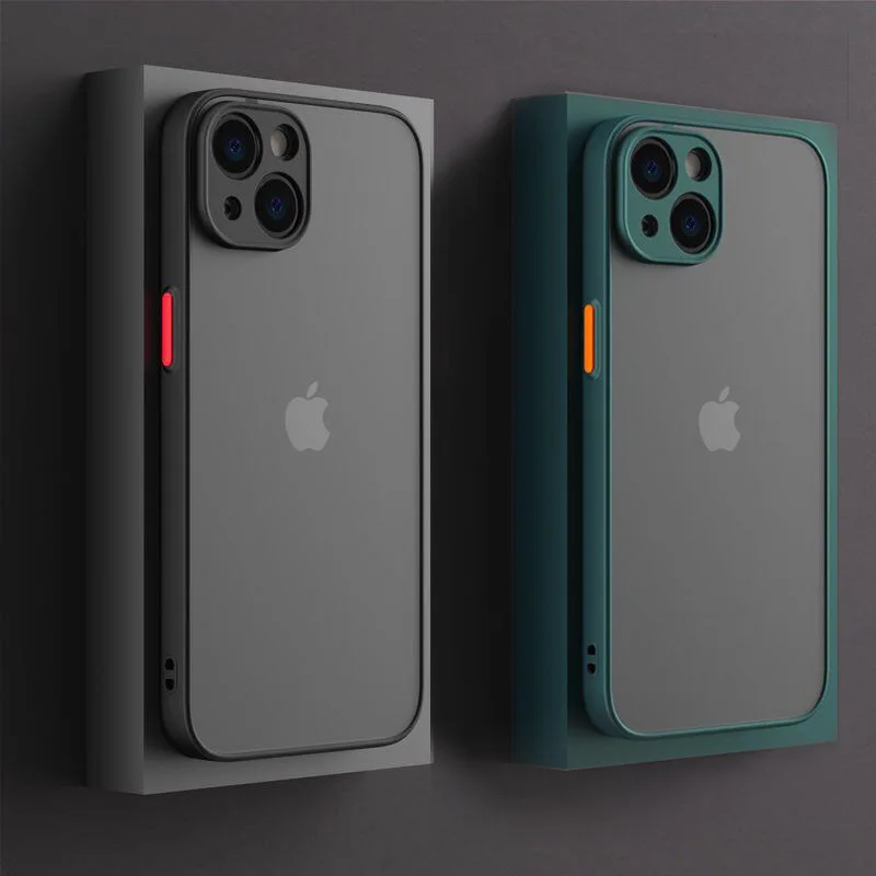 

Shockproof Armor Matte Case For iPhone 12 14 13 11 Pro Max XR XS X 7 8 Plus SE Mini Luxury Silicone Bumper Clear Hard Cover Case