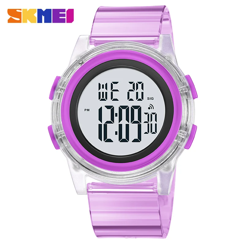 

SKMEI Digital Watches Women Electronic Watch Teen Student Alarm Clock Calendar Transparent Strap Trend Ladies Watch