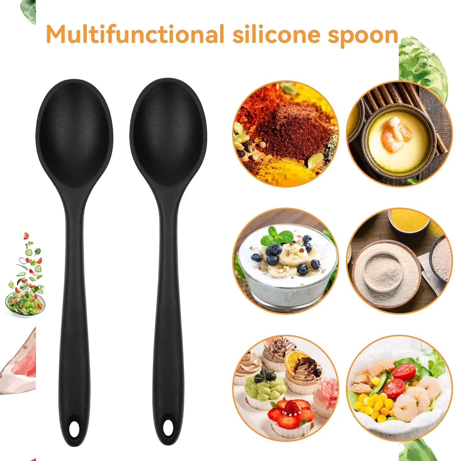 Silicone Spoon Type All Inclusive Stirring Kitchen Gadgets Cuisine Cooking Kitchenware Baby Use Salad Spoon