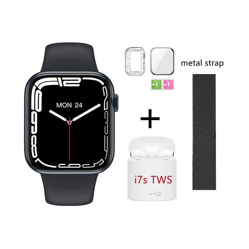 HW37 Series 7 Smart Watch Language Call Blood Sugar Monitoring Caller Information Reminder Music Sports Watch PK W27 Iwo 13 W37 