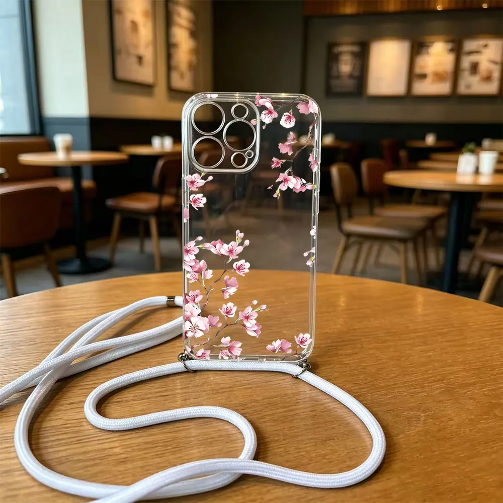 New Fashion Painted Crossbody Lanyard TPU Soft Phone Case