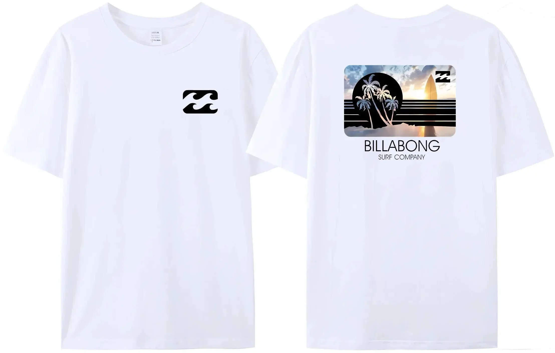 2025 Wave New Men's Summer Billa-bong T-shirt 100% Cotton Double Sided Printing High Quality Casual Top Tees 2