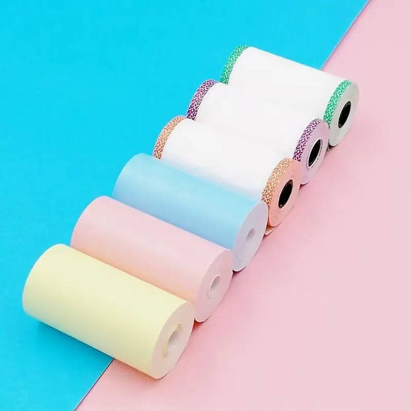 3 Rolls Thermal Mini Printer Paper Colorful Roll Blue Word Self-Adhesive Printable Sticker For Mini Portable Printers 57X30mm