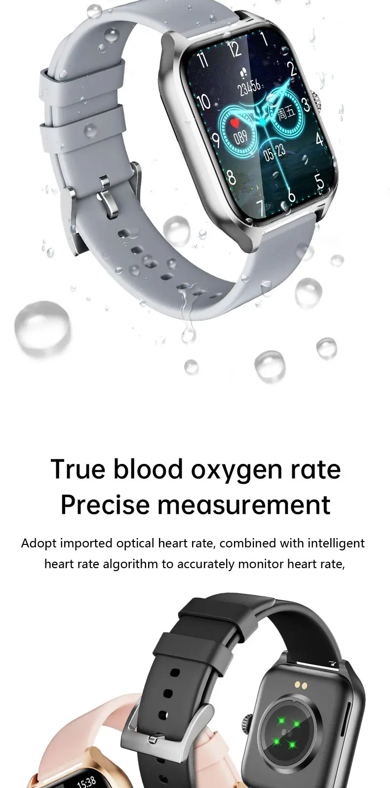 WS1 Smart Watch Bluetooth HD Display Waterdicht Hartslag Bloedzuurstof voor Dames Heren Fiess Tracker en Gezondheid_voghion.com