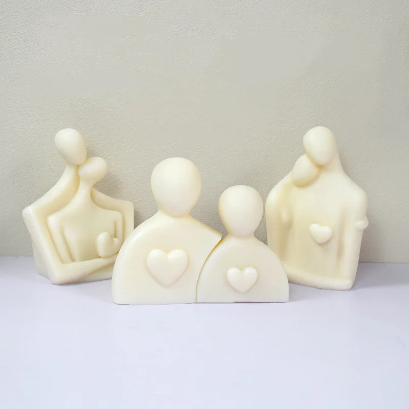 Heart Couple Portrait Scented Candle Silicone Mould Simple Human Bust Soap Chocolate Mold Art Plaster Decor Valentine's Day Gift