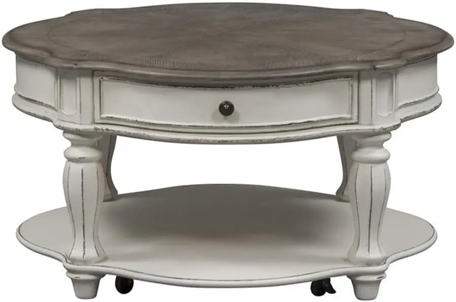 Round Cocktail Table, W38 x D38 x H20, White 4