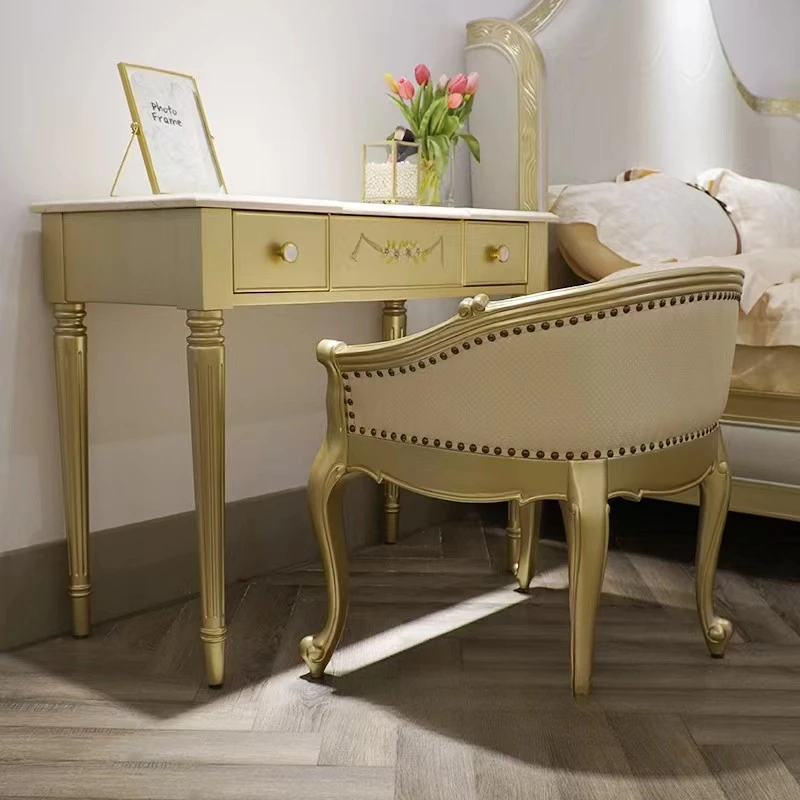 

Luxury solid wood dressing table bedroom mirror villa household luxury folding dressing table modern simple