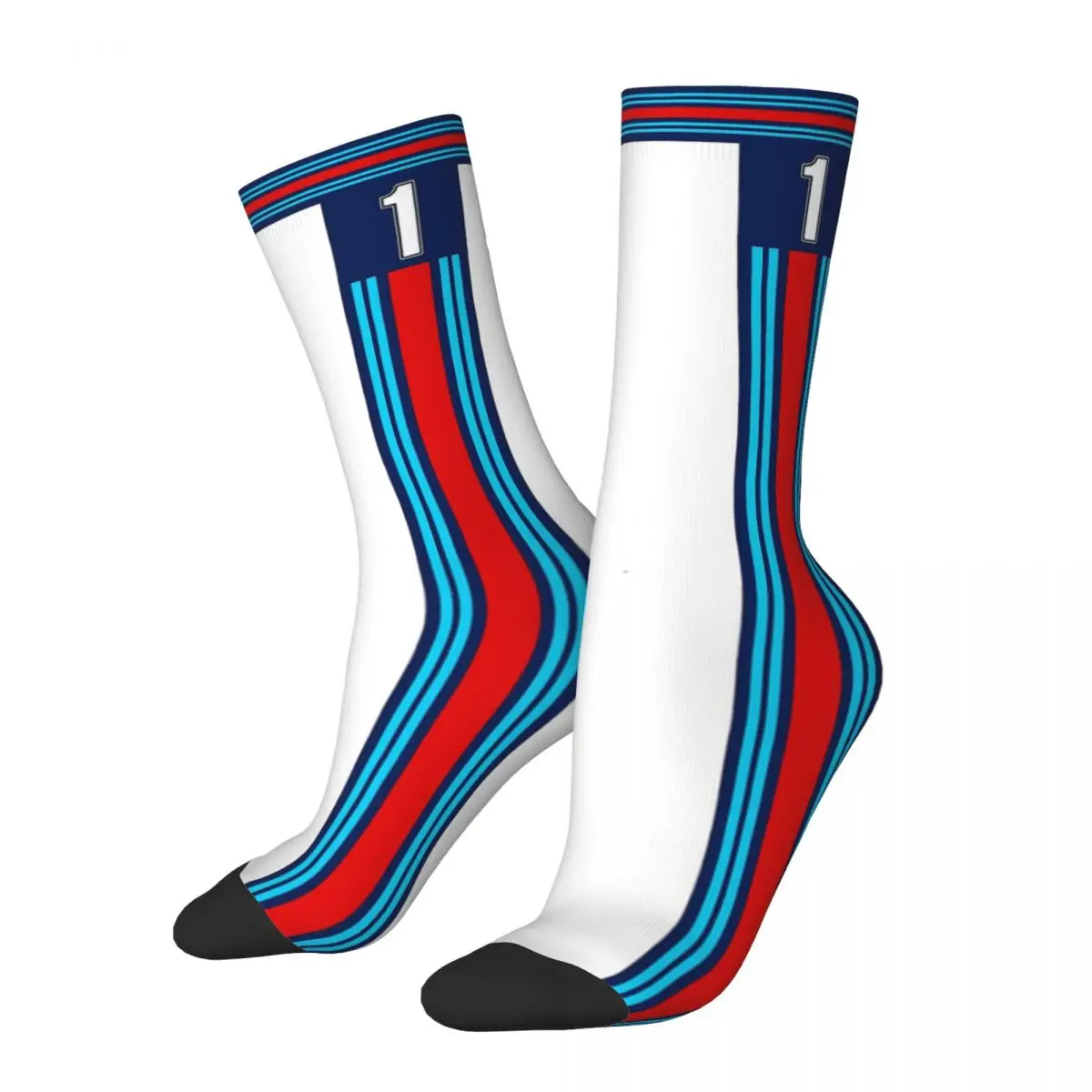 Martini Car Racing Striped style Unisex Winter Socks Happy Crew Socks Street Style Crazy Sock horizontal crazy racing unisex winter socks windproof happy socks street style crazy sock