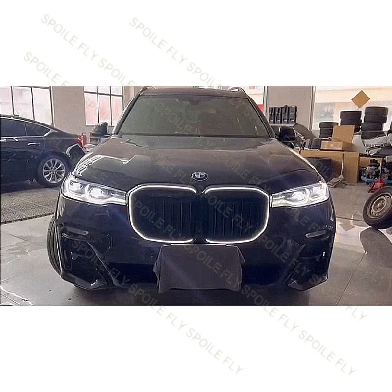 2019년부터 2022년까지 BMW X7 G07용 LED 라이트 램프 그릴 레이싱 그릴 자동차 상단 범퍼 후드 메쉬 그리드 (ABS 소재)