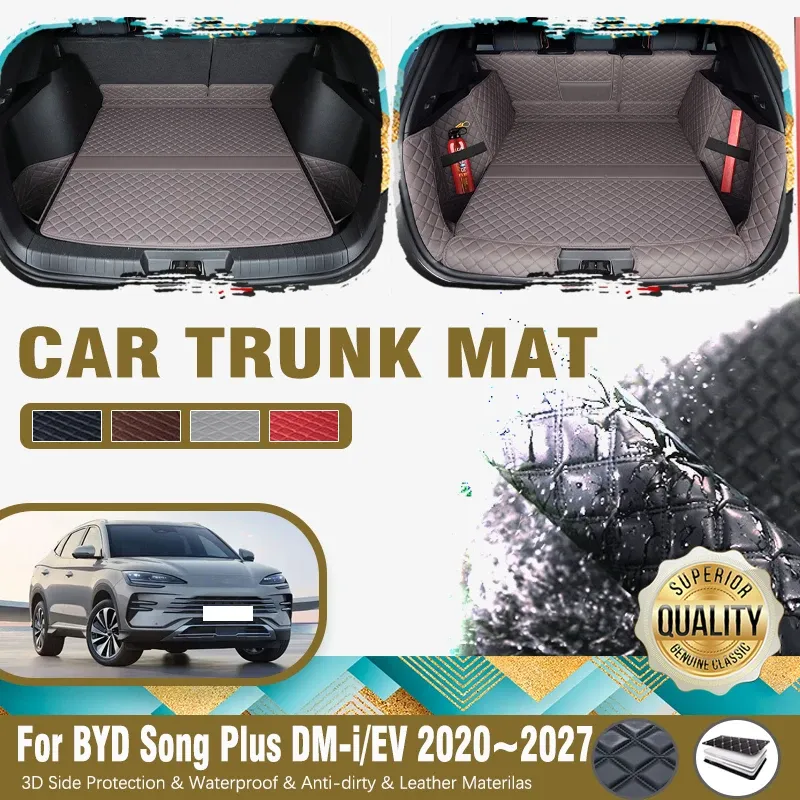 Car Trunk Mats For BYD Song Plus DM-i EV Seal U Sealion 6 SA3 2020-2027 Leather Cargo Liner Covers Boot Carpets Auto Accessories