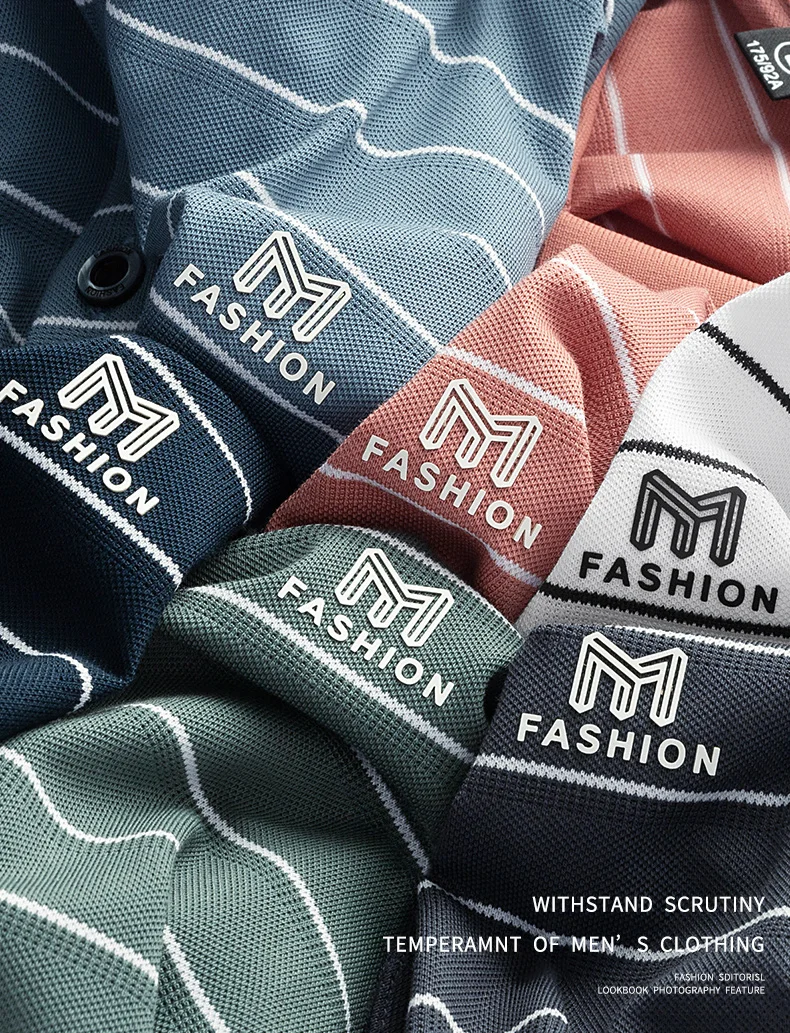 High-end fashion letter embroidery short-sleeved POLO shirt Men's casual T-shirt summer stripe business Paul shirt Men's wear 14 S75d5b79906e8423cbd9756c5ba33bba0v
