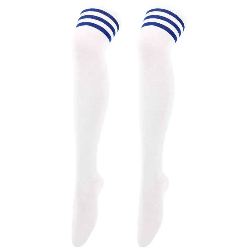 Chic Black/White Striped Over Knee Thigh High Socks