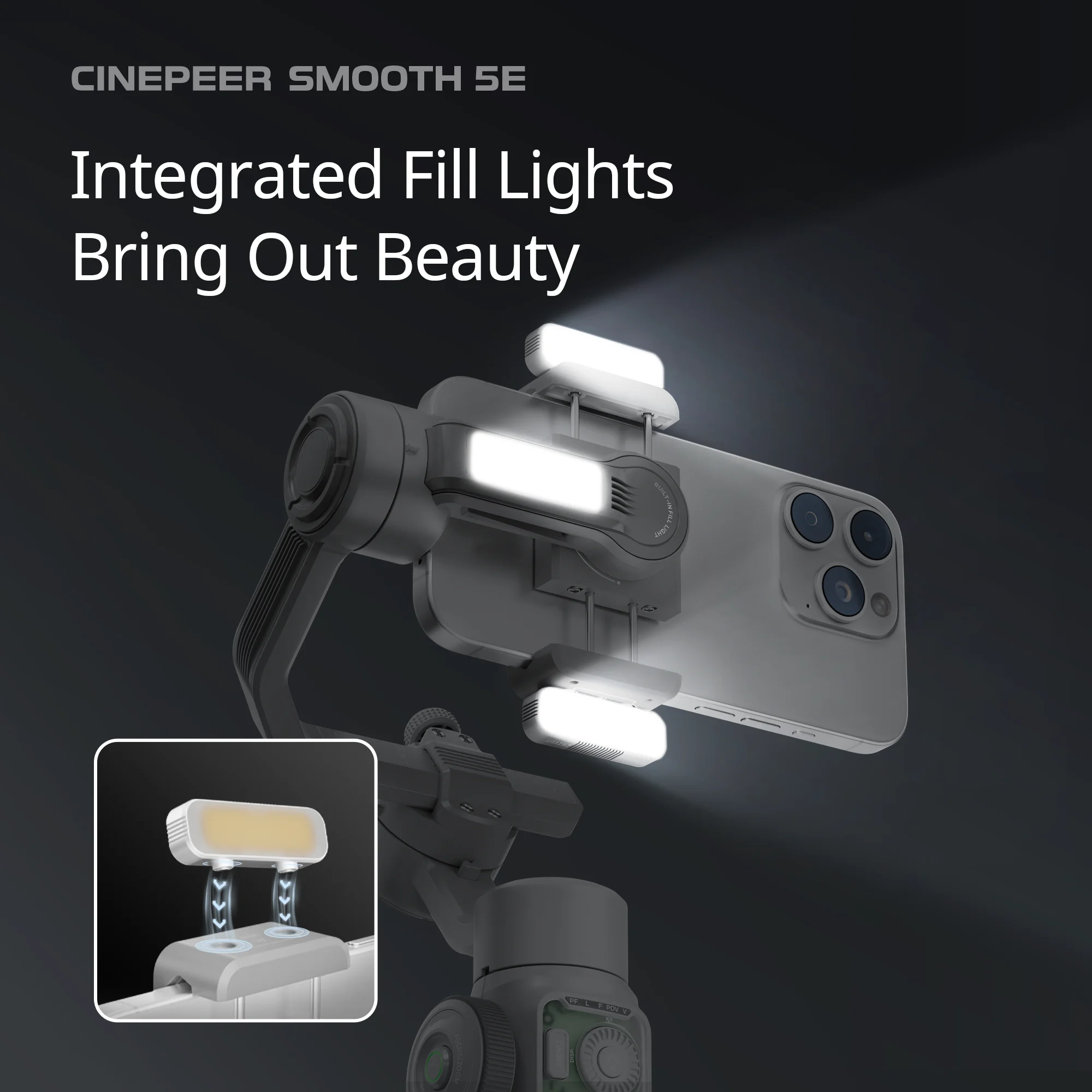 SMOOTH 5E 3-Axis Phone Gimbal: Portable Stabilizer for iPhone 15 Pro/Huawei Hand