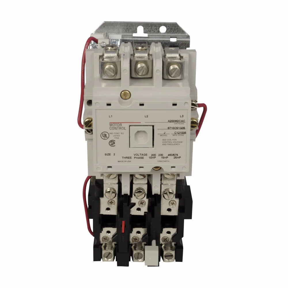 

Eaton A200M2CAC Freedom NEMA motor control starter, Non-reversing starter, 120 VAC coil voltage, 45A, Three-pole, Size 2