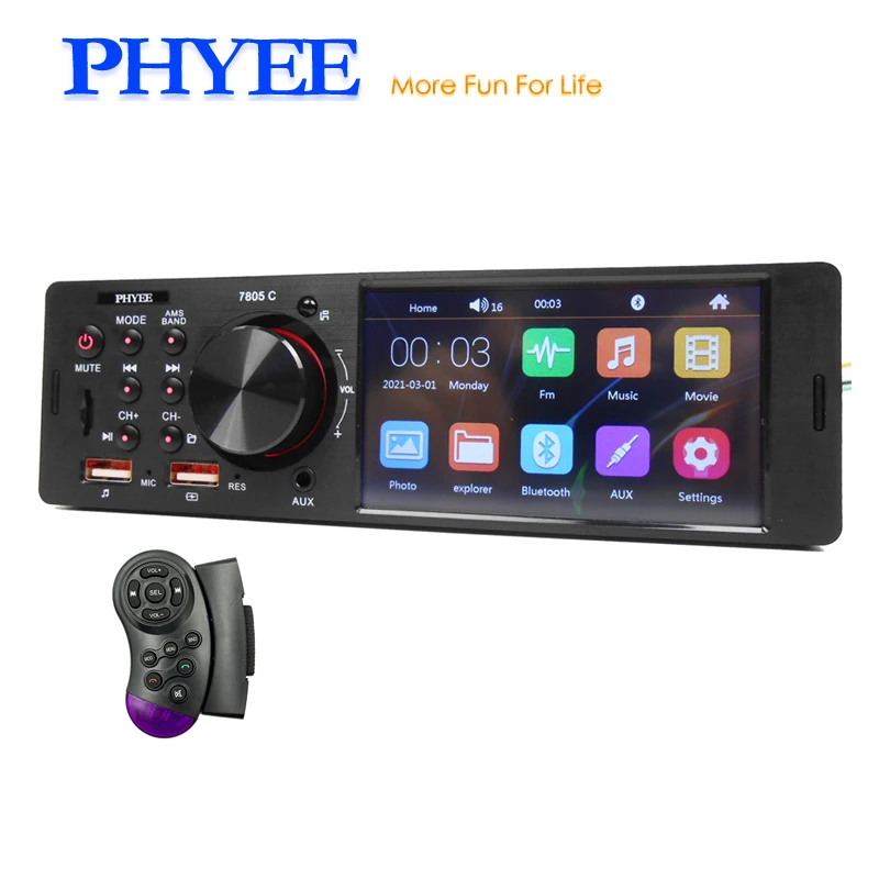 Din Car Radio Touch Screen Bluetooth Handsfree TF USB Aux Steering Wheel Remote 4.1 inch MP5 Player Head Unit 7805C car multimedia player car radio car radio player car music player