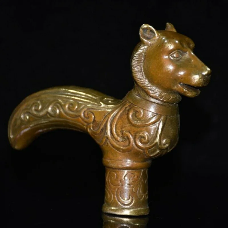 

Exquisite Old Chinese Brass Copper Handmade Tiger Head Crutch Head Statue 6902