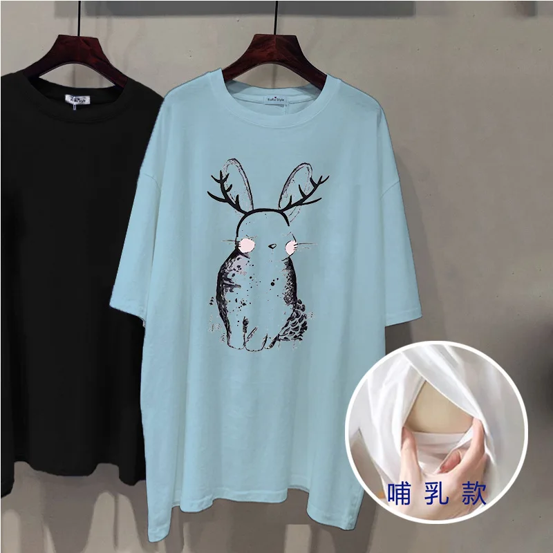 Short Sleeve Nursing T-shirt Fashion Print Maternal Woman Breastfeeding Clothes Lactation Top Tees pregnancy Summer 6