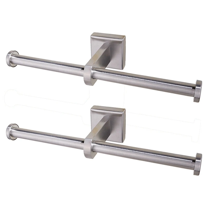 

2X Stainless Steel Toilet Roll Holder Double Ring Toilet Paper Holder Wall Mounted Bathroom Toilet Paper Shelf Silver