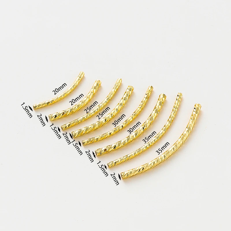 Elegant Curved Tube Bracelet Set - Gold & Silver Plated Brass Jewelry Crafting Supplies (20 Pieces)