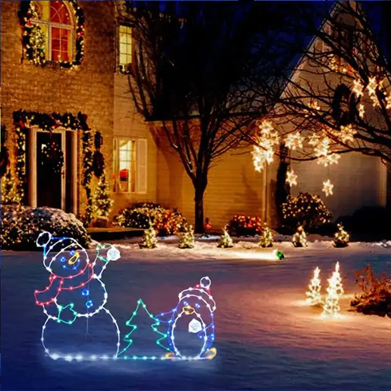 Description Picture 4 of itemAnimated LED Light Snowman Ornament Glitter Christmas Decoration Outdoor Yard Garden Holiday Party Winter Home Decor