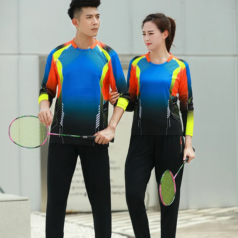 New long-sleeved badminton wear shirt men/women,autumn winter sports clothes quick-dry table tennis shirts,tennis shirts