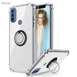 Magnetic Ring Stand Holder Transparent Shockproof Phone Cover for Lenovo K12 Note (Black)