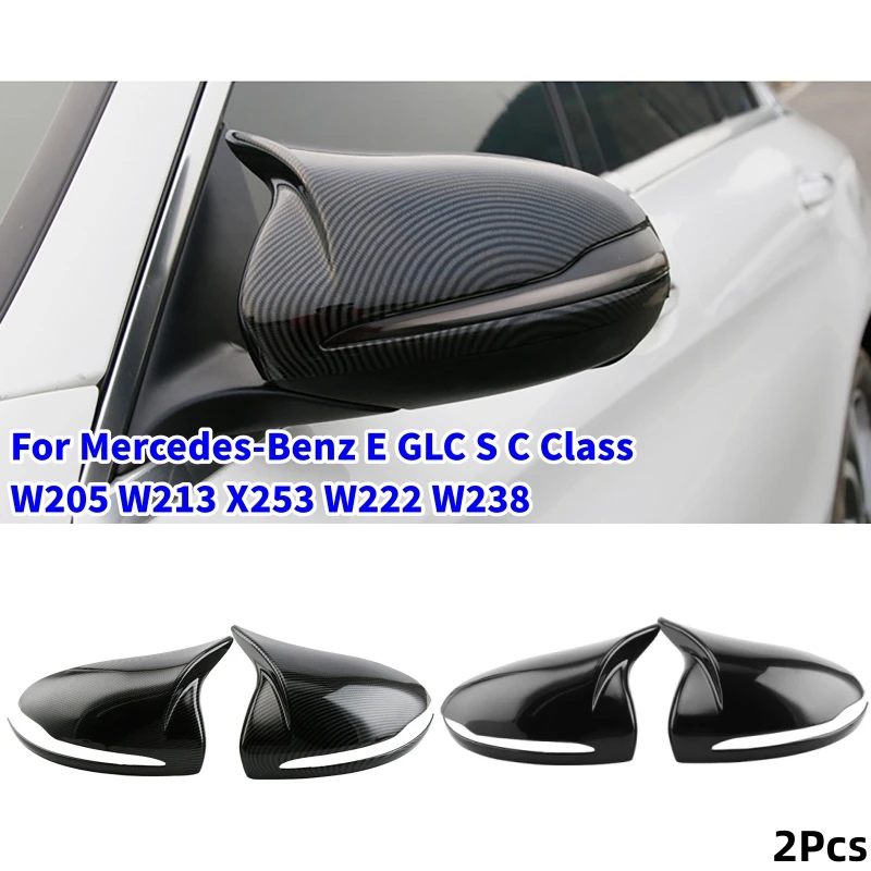 

2Pc Car Reversing Rear View Mirror Cover Exterior Door Rear View Trim For Mercedes-Benz E GLC S C Class W205 W213 X253 W222 W238