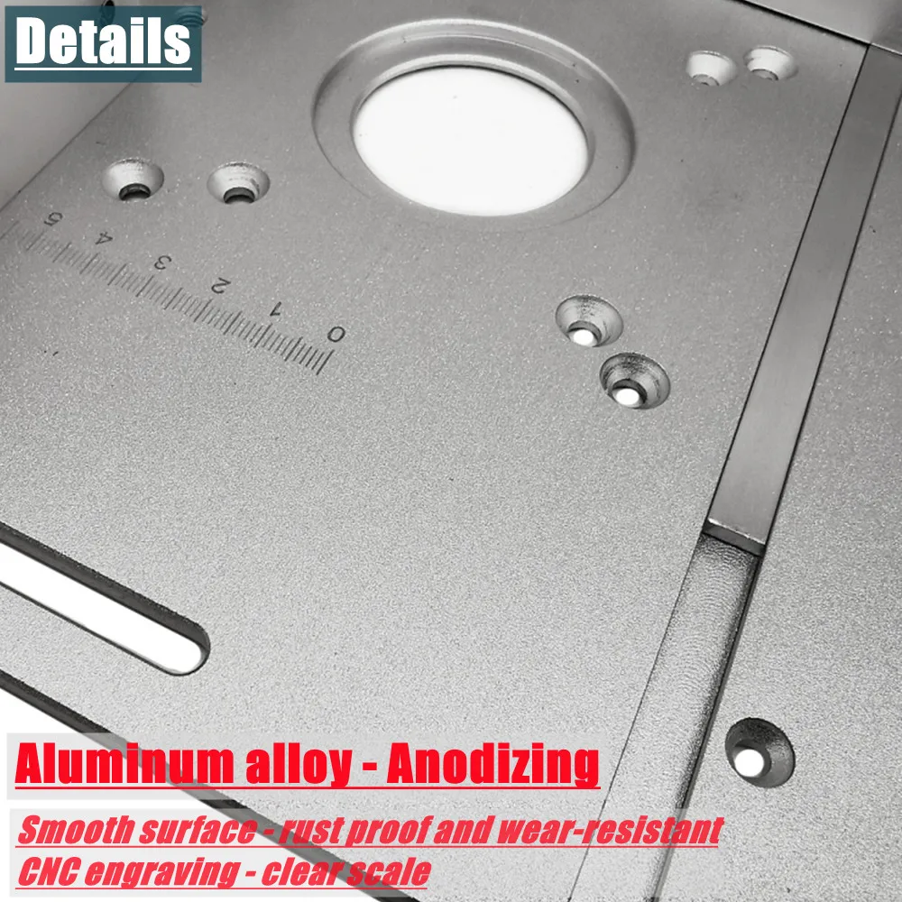 Aluminum Router Table Insert Plate W/ Miter Gauge for Woodworking Benches Table Saw Multifunctional Trimmer Engraving Machine, router insert plate,router plate