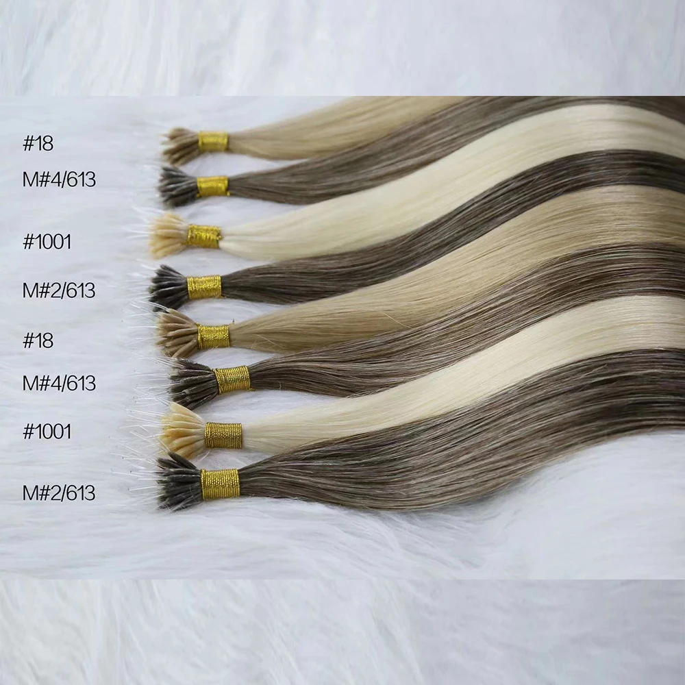 Extensioni di Capelli Umani Pre-Bonded con Punte Elastiche Nanotips, Capelli Remy Vergini con Cuticole Allineate - immagine 5