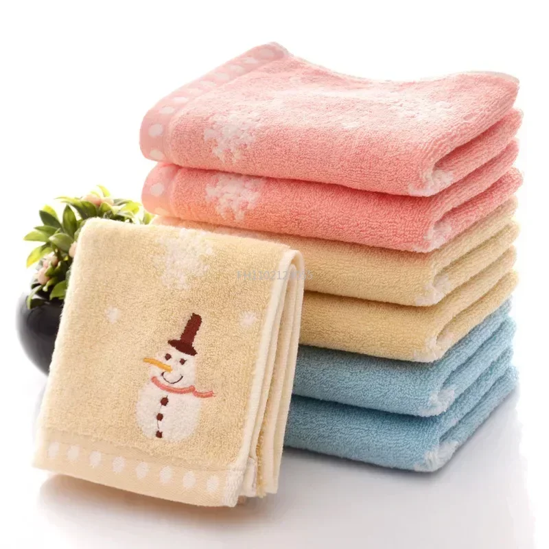 1Pcs Christmas Hand Face Towel Cotton Snowman Washing Cloth  Kitchen Tea Towel Home Towels Bathroom New Year Gift 25x50cm