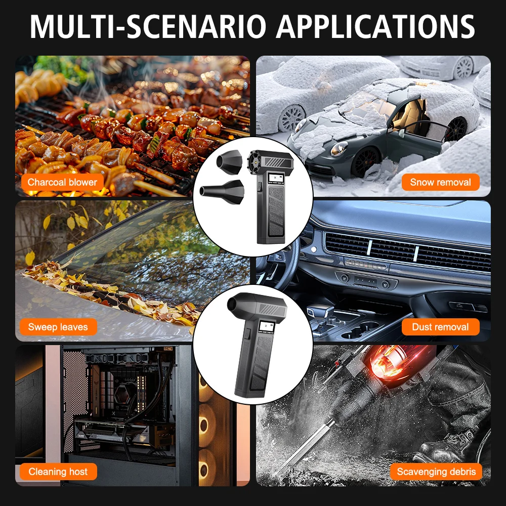 Turbo Fan Cleaning Jet Blower Tool Portable 130000 RPM Electric Air Duster 4 Gears Adjustable Car Blowing Snow Type-C Charging