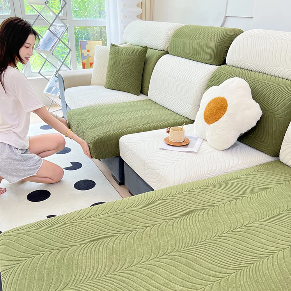 Thickened Waterproof Sofa Cushion Cover Jacquard Living Room Couch soft cushion Cover Universal Elastic L-Type Dust Slipcover 2