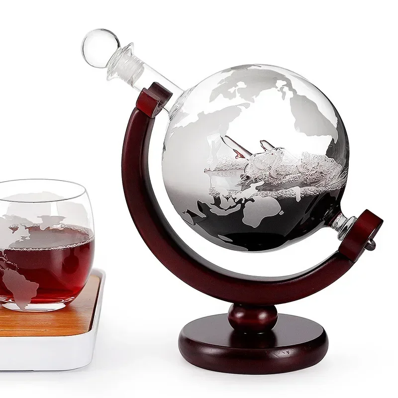 Whiskey decanter set Globe Wine Decanter Glass Crystal Party Alcohol Dispenser Bar Glassware Vodka Whiskey Decanter Lead Free Pitcher Creative Gift
