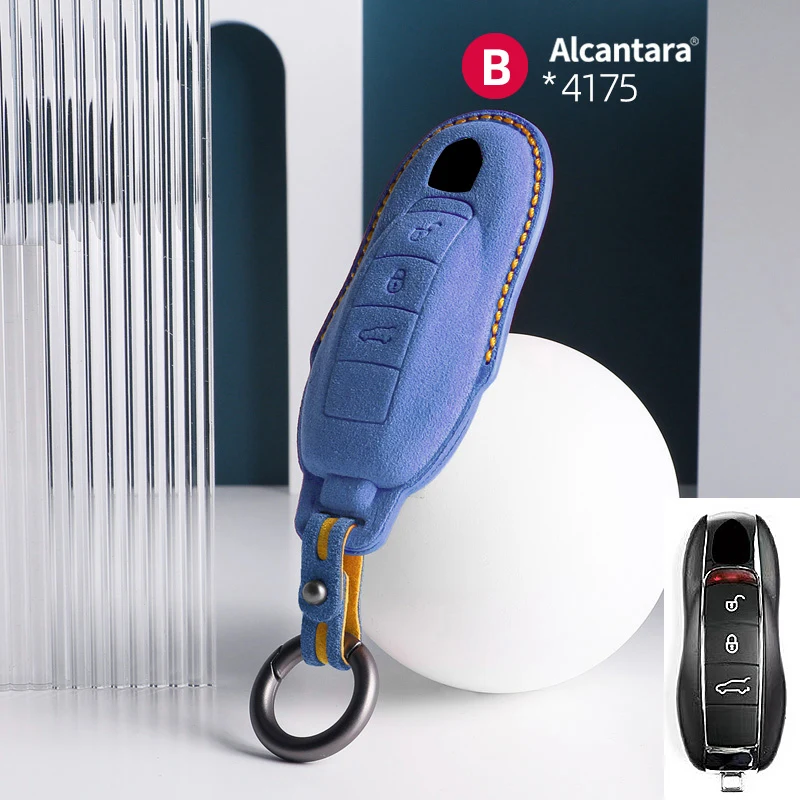 

Alcantara High-quality Car Key Case Cover For Porsche Panamera Spyder Carrera Macan Cayman Cayenne 911 970 981 991 Accessories