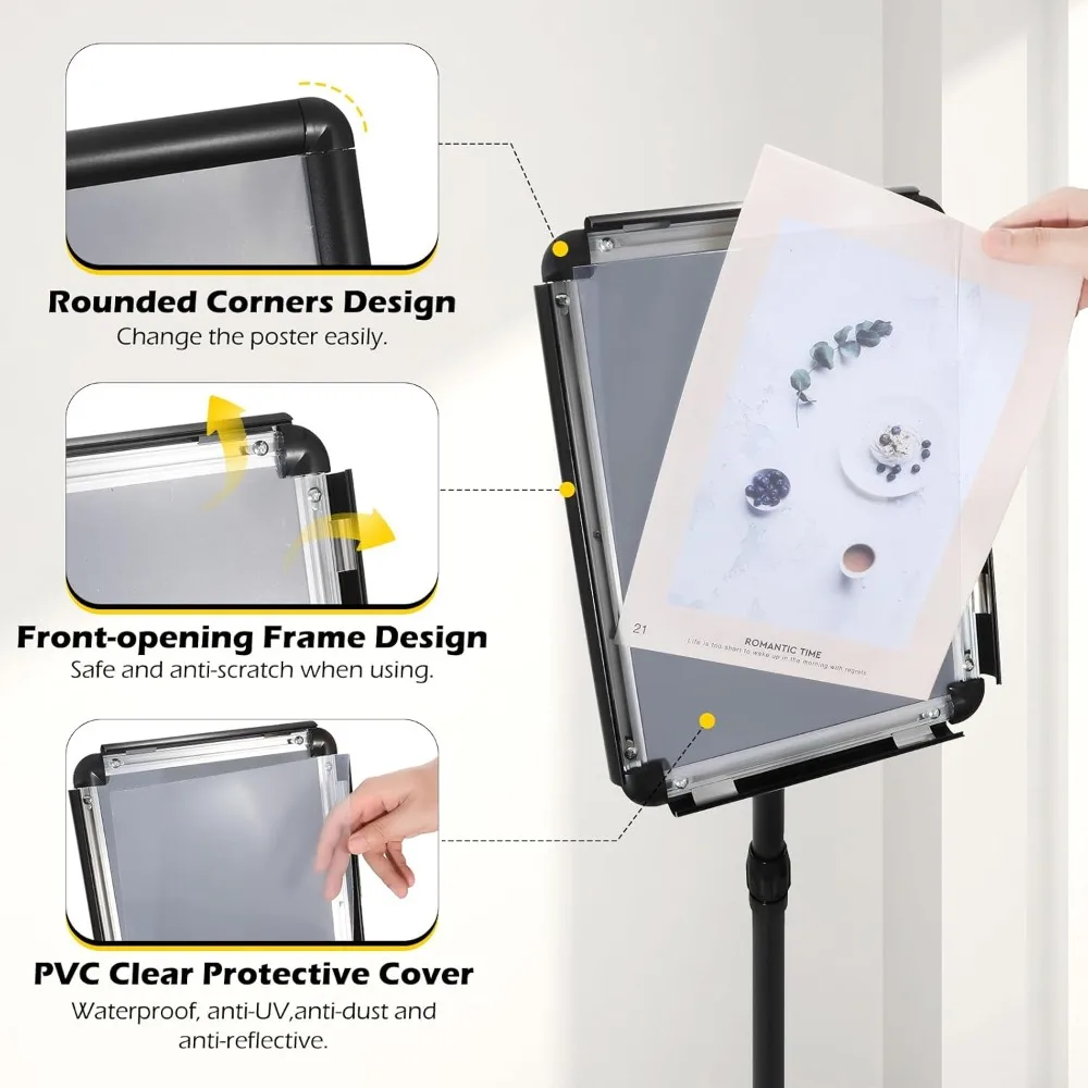dyna-living sign stands for display 8.5 x 11 inch, 8 packs adjustable sign holder stands, pedestal sign holder with heavy duty b