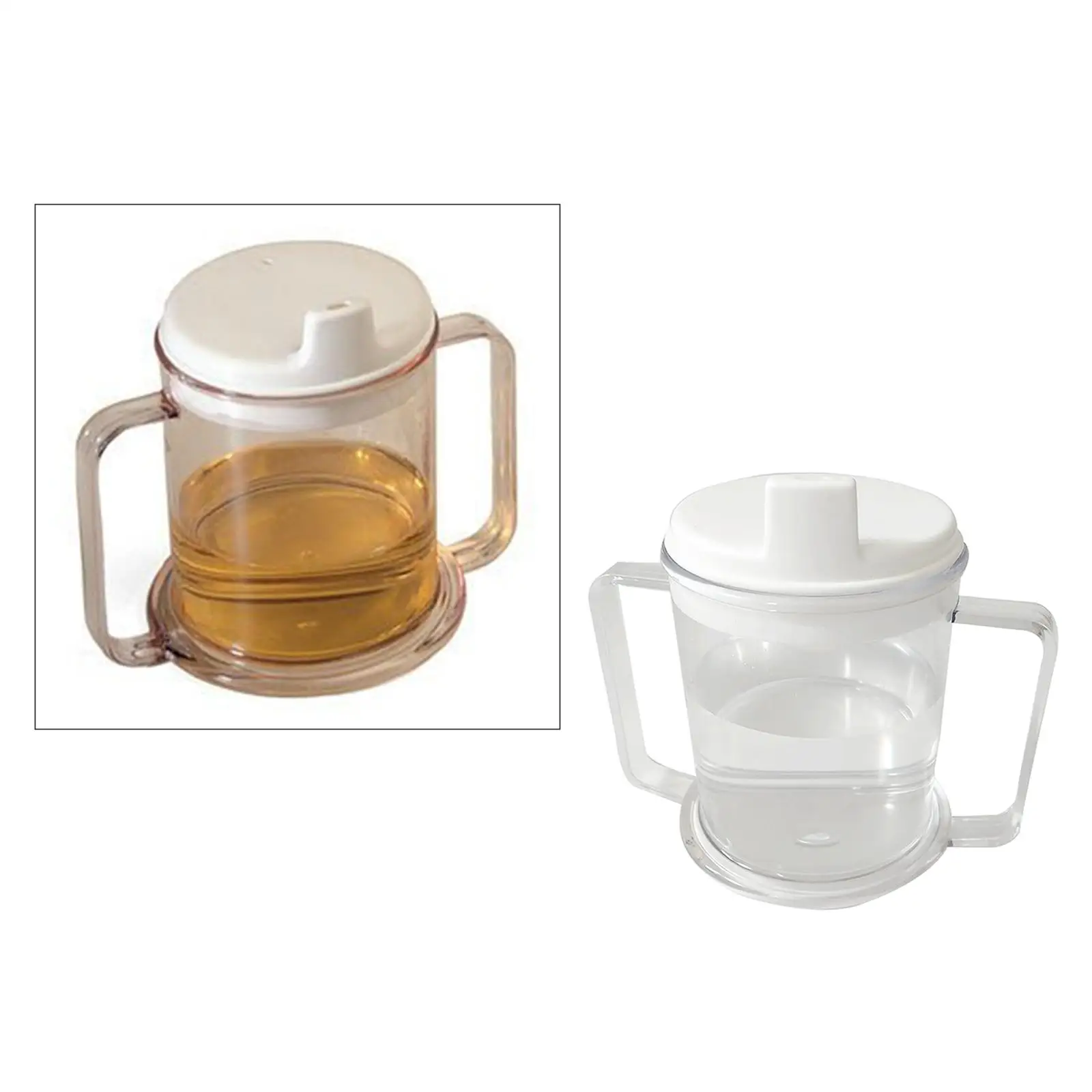 Clear Mug Lightweight Drinking Cup Easy Grip Handles 10oz Sippy Cup feeding spoon