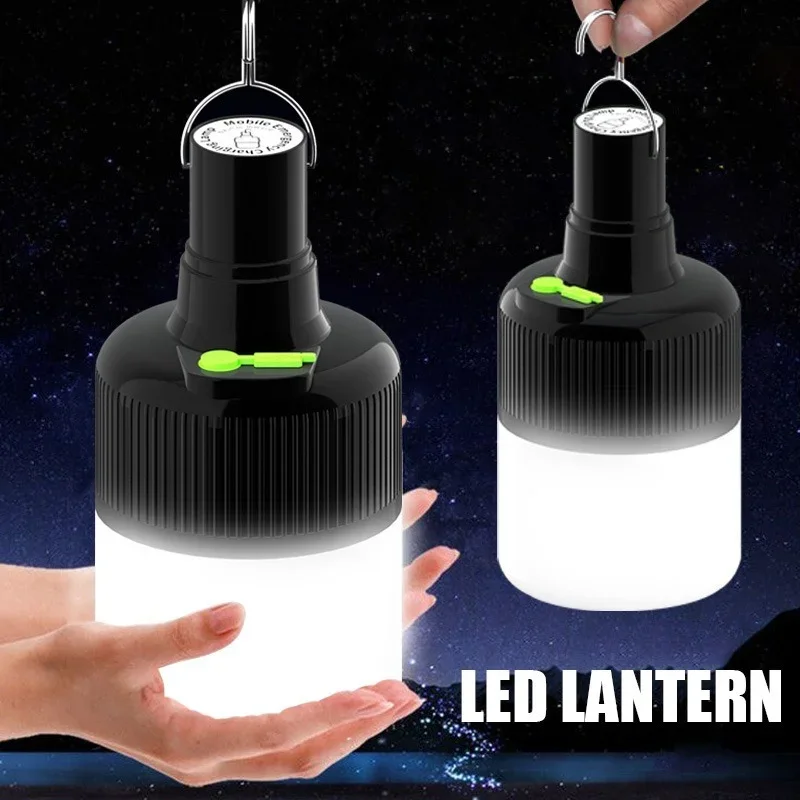 Portable Tent Lamp USB Rechargeable LED Camping Lantern Hanging Bulb Emergency Lights Outdoor Garden BBQ Party Light Lanterns