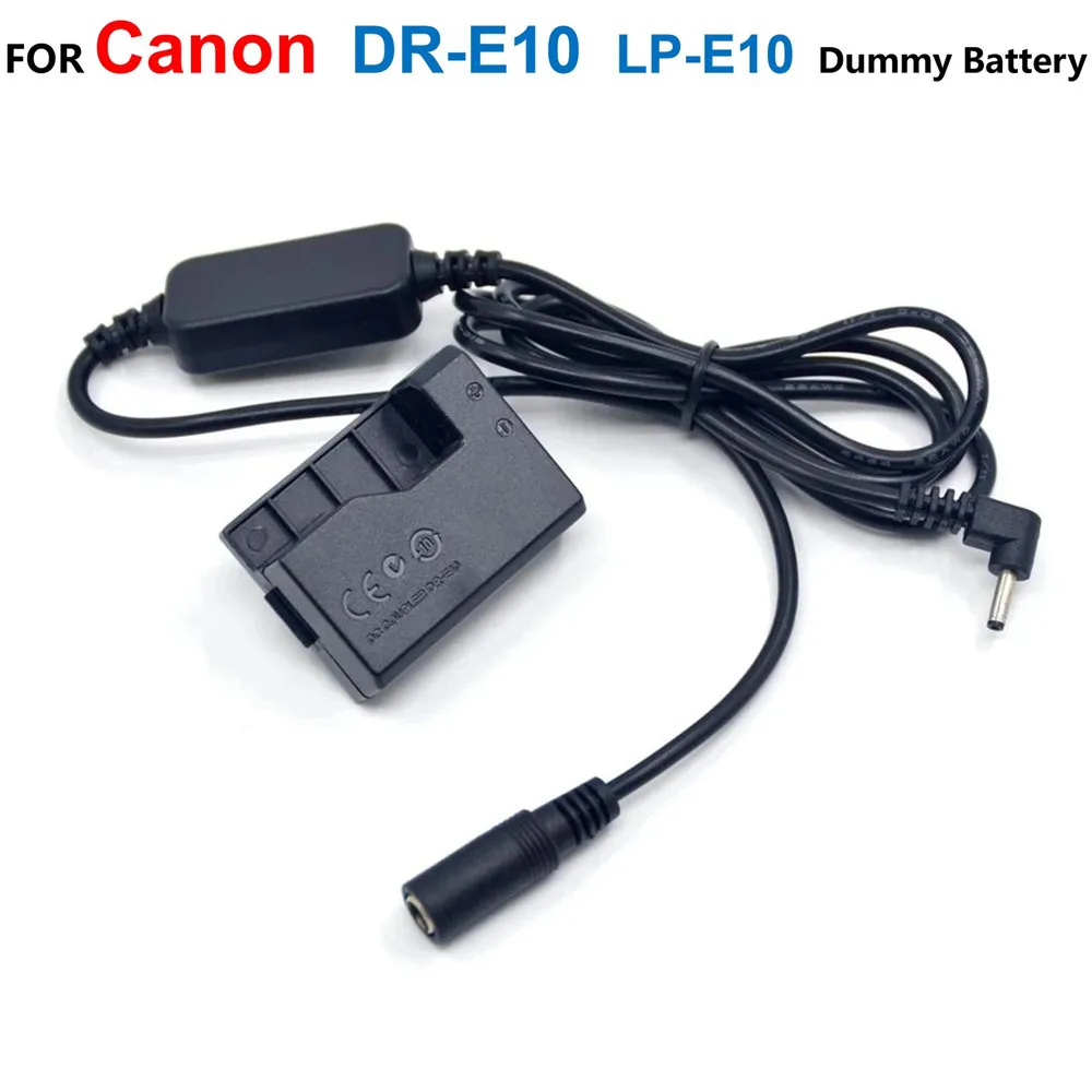 

12V-24V Step-Down Power Cable+DR-E10 DC Coupler LP-E10 Fake Battery For Canon EOS 2000D 3000D 1500D Kiss X50 X70 X80 X90 T6 T7