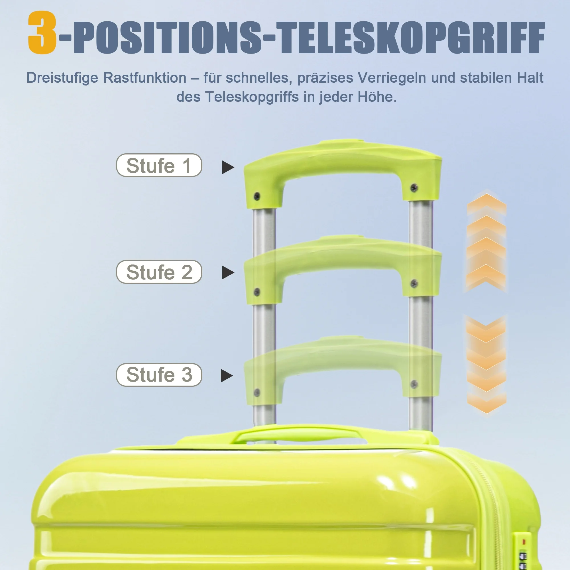 14"/20"/24"/28" 4-teiliges PC-Spinner-Kofferset - mit Seitengriffen, Schutzfüßen, integriertem Zahlenschloss & 14-Zoll-Kosmetiktasche – Detail 2