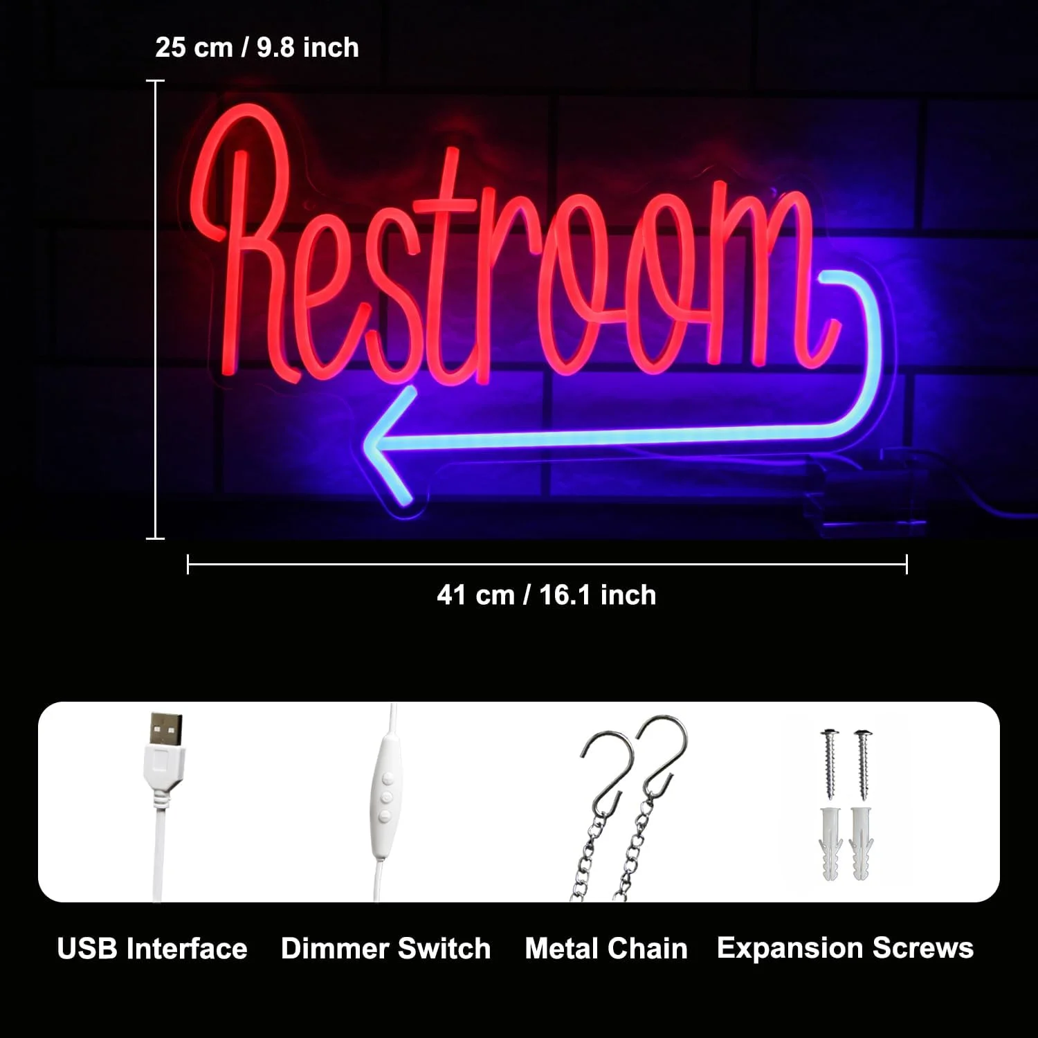 화장실 네온 사인 변기 네온 조명 표지판, 벽 장식, WC 바 레스토랑 호텔 상점 장식, USB 전원